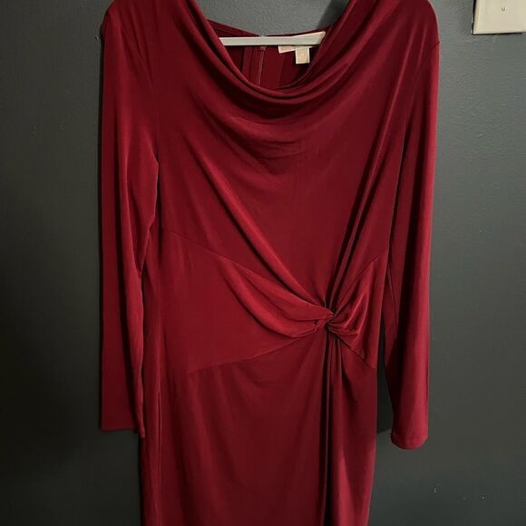 Michael Kors Scrunch Side Long Sleeve Scoop Front Dress Size M - Picture 2 of 8